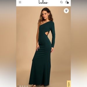 Lulu’s emerald green floor length dress